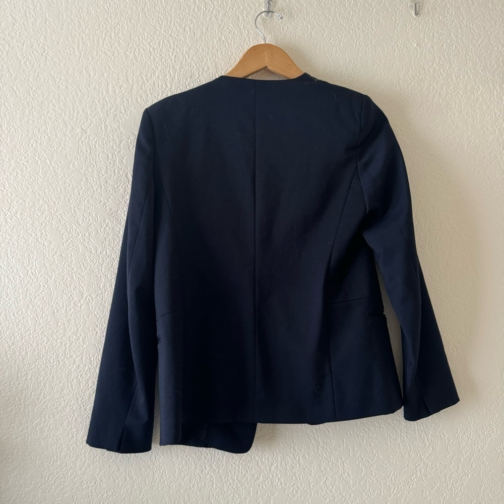 Sandro Blue Tuxedo Jacket Blazer with Black Lapel, Size 36 - Picture 4 of 5